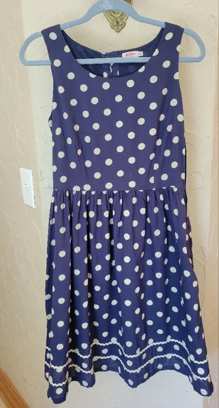 Cath Kidston | Dresses | Cath Kidston Navy Polka Dot Dress | Poshmark